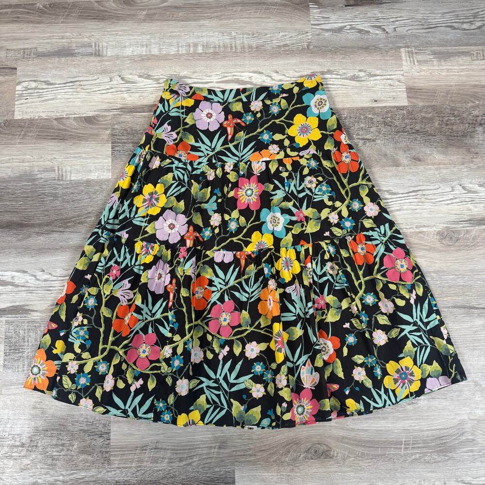 J.Crew Floral Cotton Midi Skirt Dark Cottagecore Fall Academia Romantic Size 6